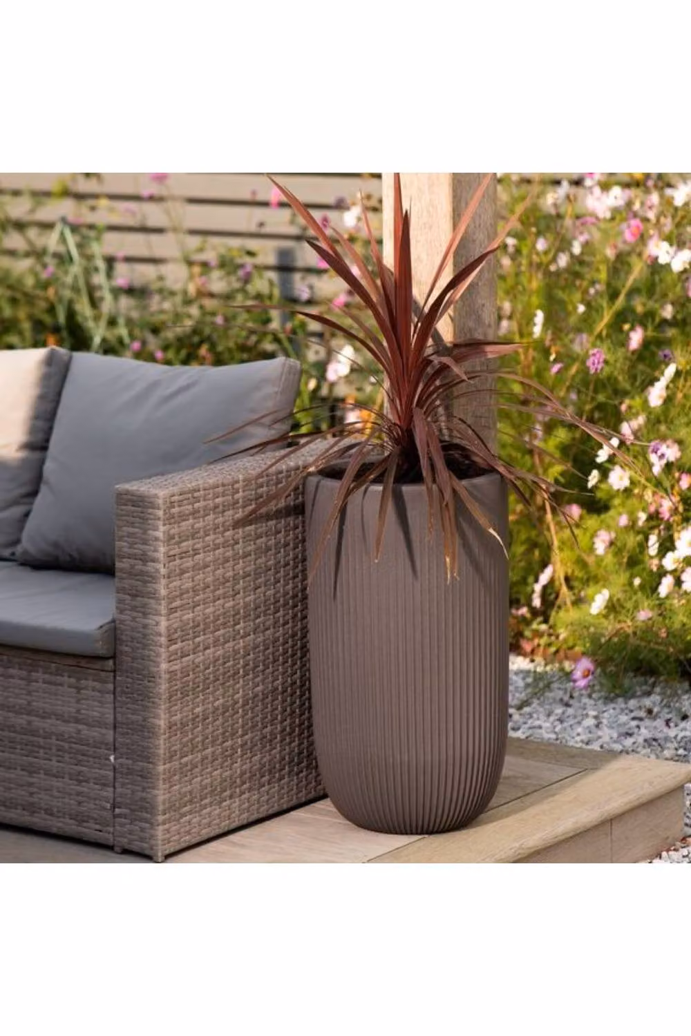 KDMD Cappuccino Pacific Tall Planter in Taupe, Height: 62 cm – 2