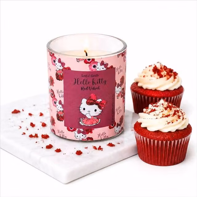 Hello Kitty Red Velvet Scented Candle, Pink and Red, 213g – 1