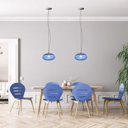 Happy Homewares Modern Oval Ribbed Glass Pendant Lamp Shade in Blue and Green, W: 30 cm, H: 17 cm – 4