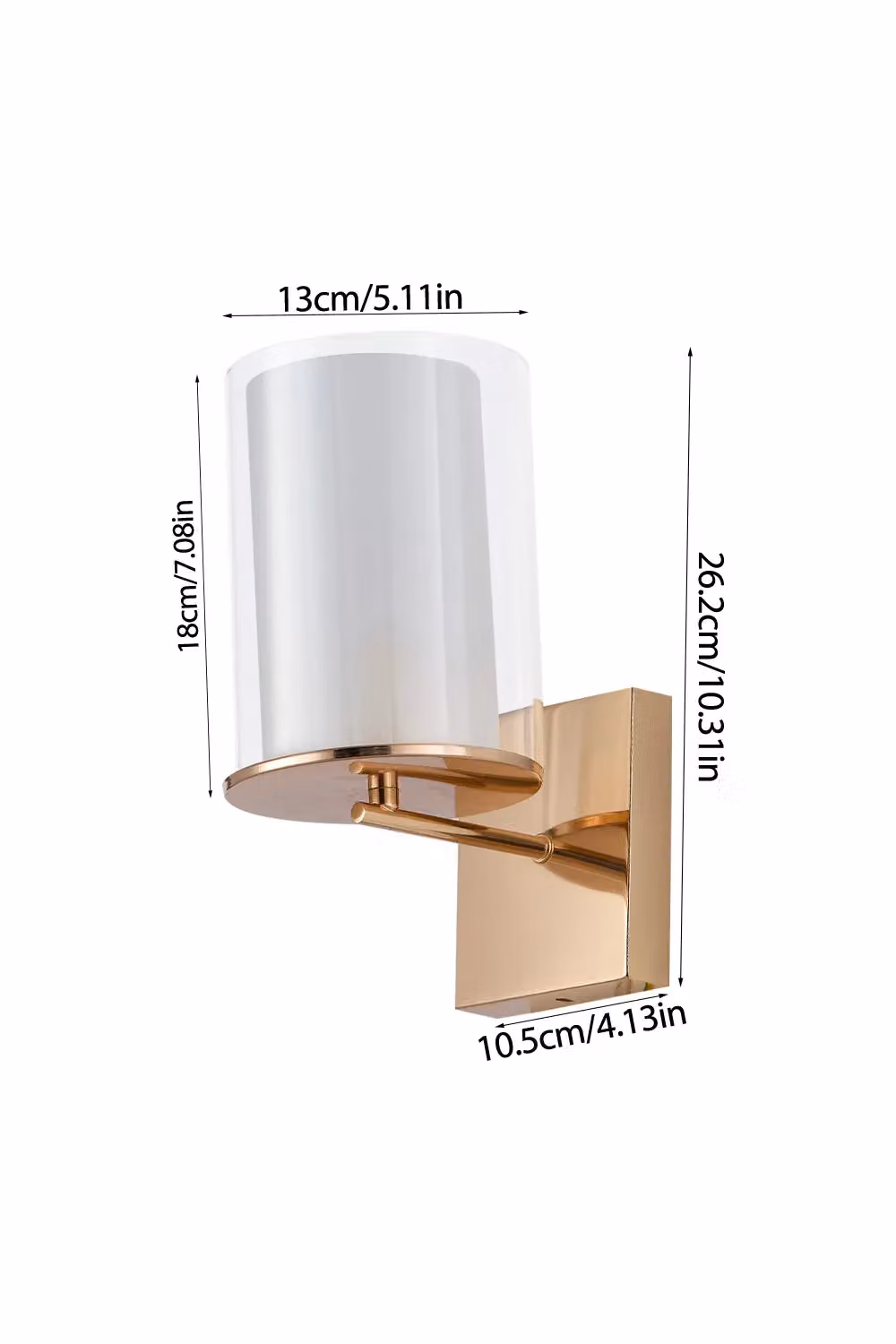 Living and Home G9 Glass Cylinder Wall Light in Gold/Brass – 2