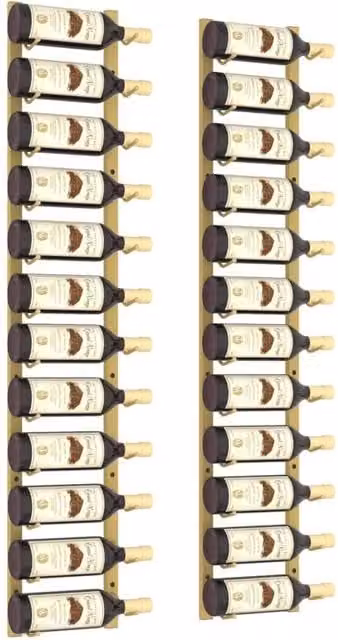 Berkfield Home Wall Mounted Gold Iron Wine Rack for 12 Bottles, 2 Pack