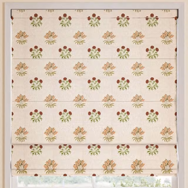 William Morris At Home Made to Measure Blackout Roman Blind in Lily Flower Embroidery Madder Multicolour