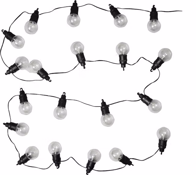 ValueLights 30 Set Black Outdoor LED String Festoon Globe Lights with Warm White Vintage Sphere Bulbs