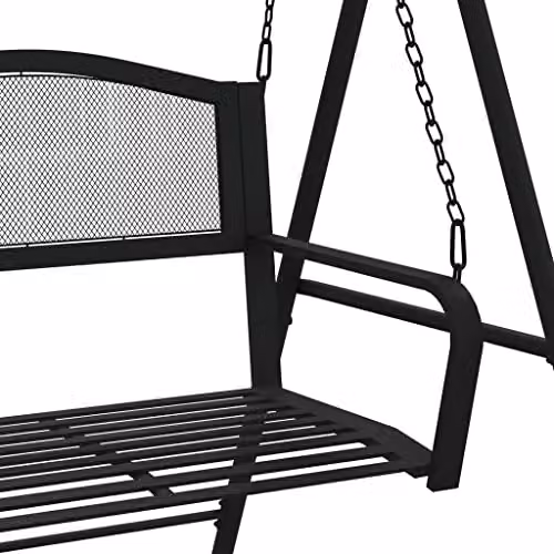 vidaXL Classic Swing Bench in Black Powder Coated Steel with Textilene Seat – 3