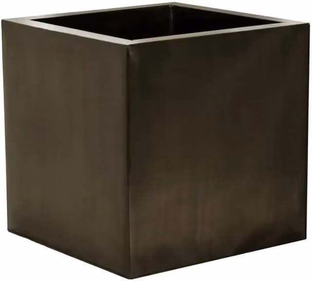 Primrose Brown Galvanised Steel Cube Planter Tub