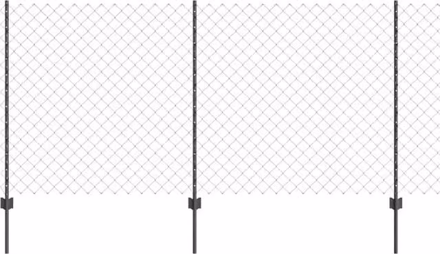 Berkfield Home Grey Galvanised Steel Chain Link Fence with 20 U-Profile In-Ground Posts, W: 10 m, H: 1.2 m – 1