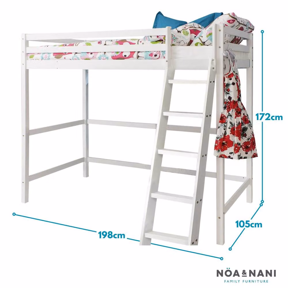 Nöa and Nani Texas High Sleeper Cabin Bed in White, Single Size, 90 x 190 cm – 2