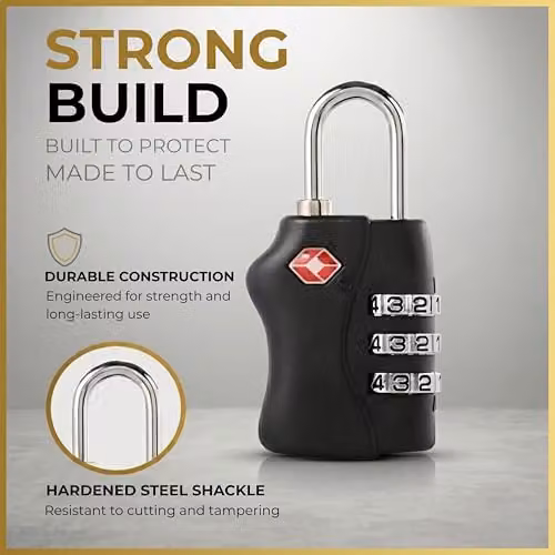 Shatchi TSA Approved 3 Digit Combination Luggage Locks, 2 Pack, Multicolour – 5