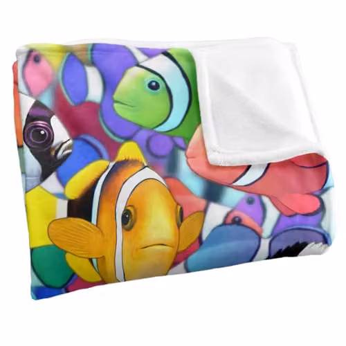 JQ Licensing Royce Mcclure Humbugs and Clown Fish Pattern Super Soft Silky Touch Throw Blanket, Multicolour, W/D/H: 91 x 147 cm – 3