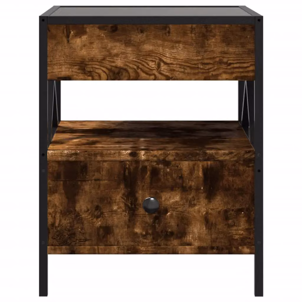 Berkfield Home Infinity LED Coffee Table in Smoked Oak Brown, W/D/H: 40 x 40 x 51 cm – 4