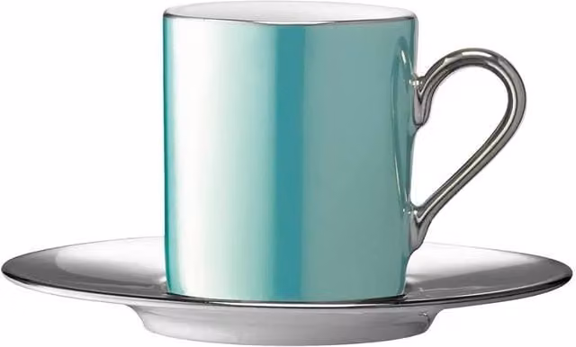 LSA Palazzo Porcelain Coffee Cup and Saucer, Sea Green and Turquoise, 100ml – 1
