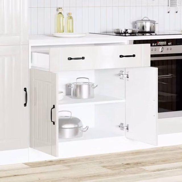 Berkfield Home Lucca Modern High Gloss White MDF Kitchen Sink Base Cabinet