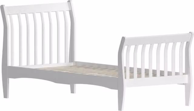 Junior Vida Orion Single Kids Sleigh Bed Frame in White Solid Pine Wood H 100 x W 95 x D 213 cm