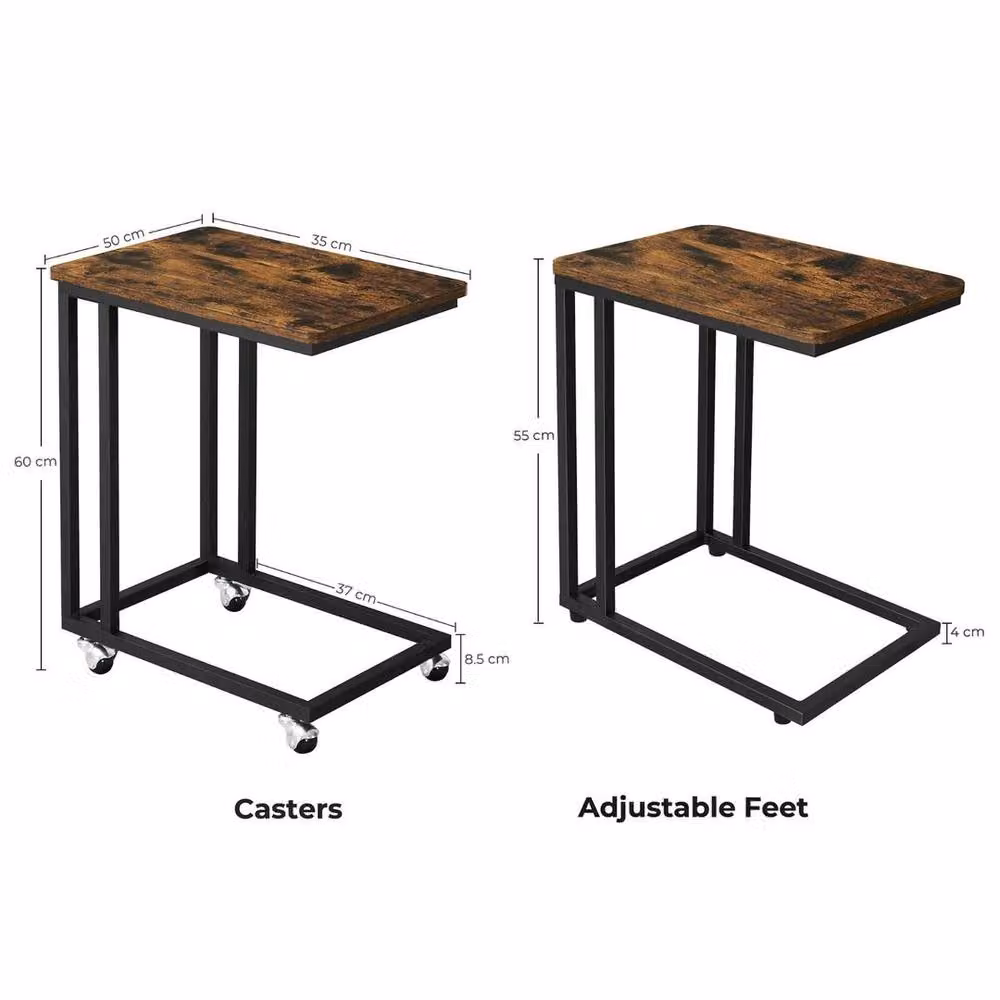 KORVIXA Industrial Brown Side Table, Sofa and Laptop Table with Castors – 2