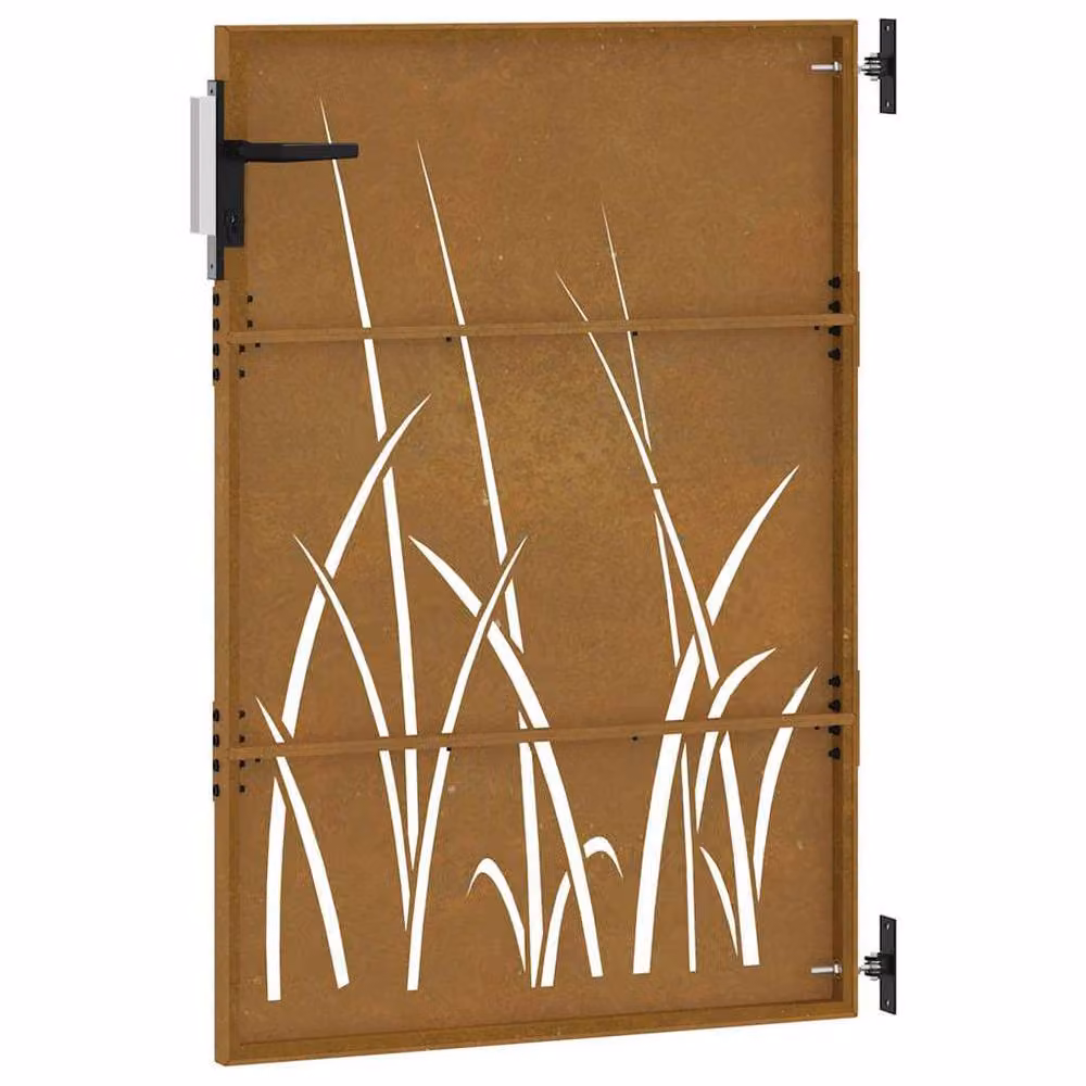 Berkfield Brown Corten Steel Garden Gate with Grass Design, W: 85 cm, H: 125 cm – 4