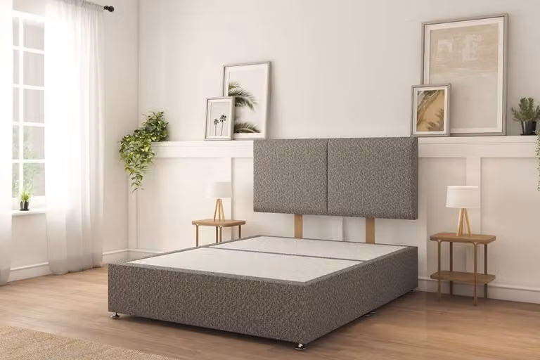 Sloomy Vienna Tweed Divan Bed Set in Light Grey, Small Double, W/D/H: 120 x 200 cm