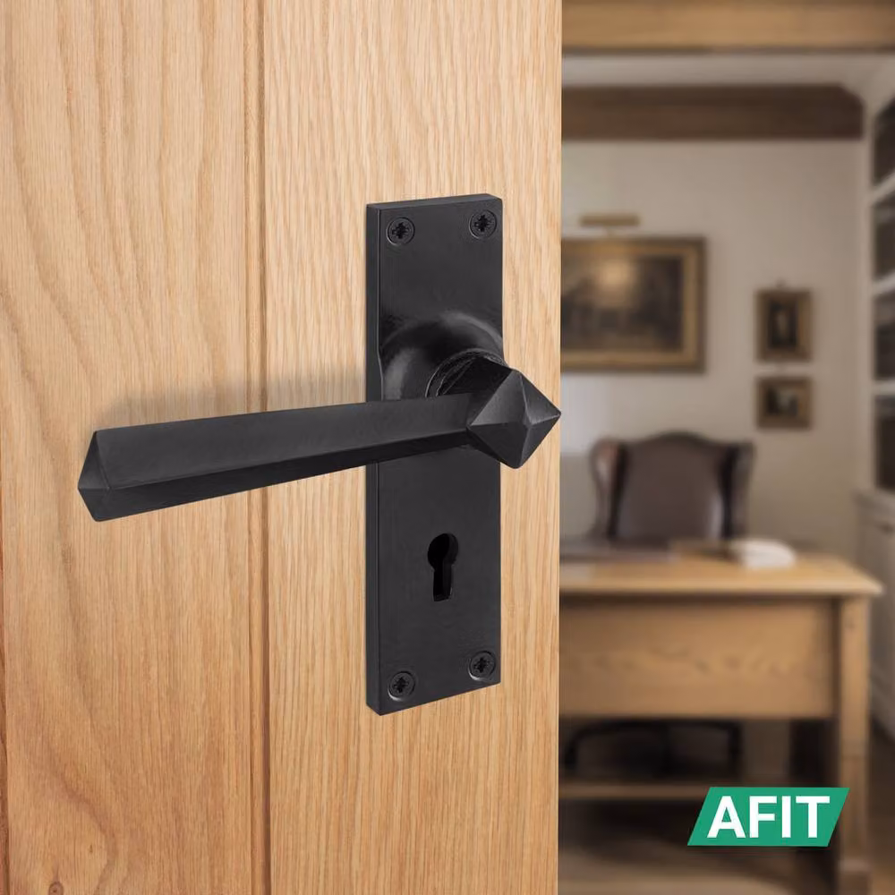 AFIT Black Antique Cast Iron Door Handles with Key Lock Backplate, Matt Finish, W/D/H: 15.0 x 15.0 x 15.0 cm – 4