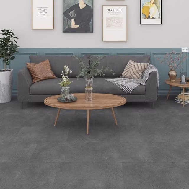 Durova Granite SPC Flooring in Anthracite Grey Stone Look