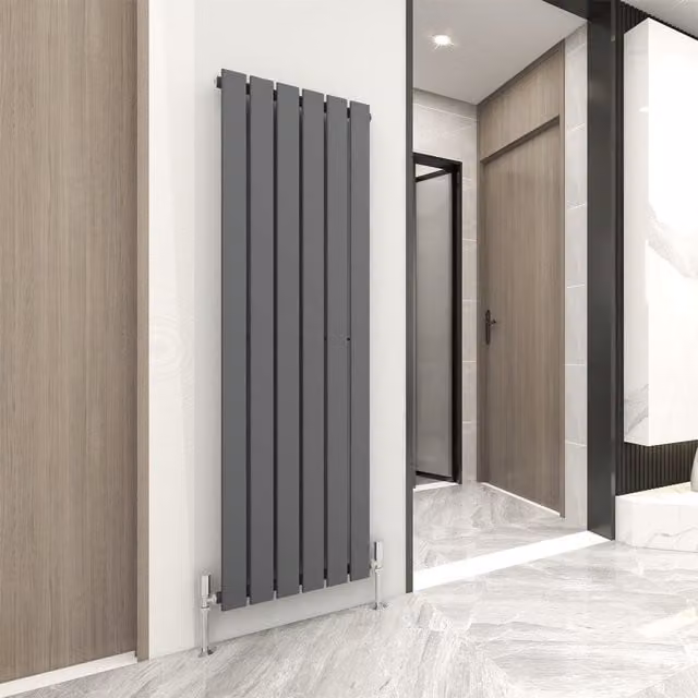 MCC Direct Designer Flat Panel Single Radiator, Anthracite Grey, W: 1600 mm, H: 408 mm, D: 408 mm