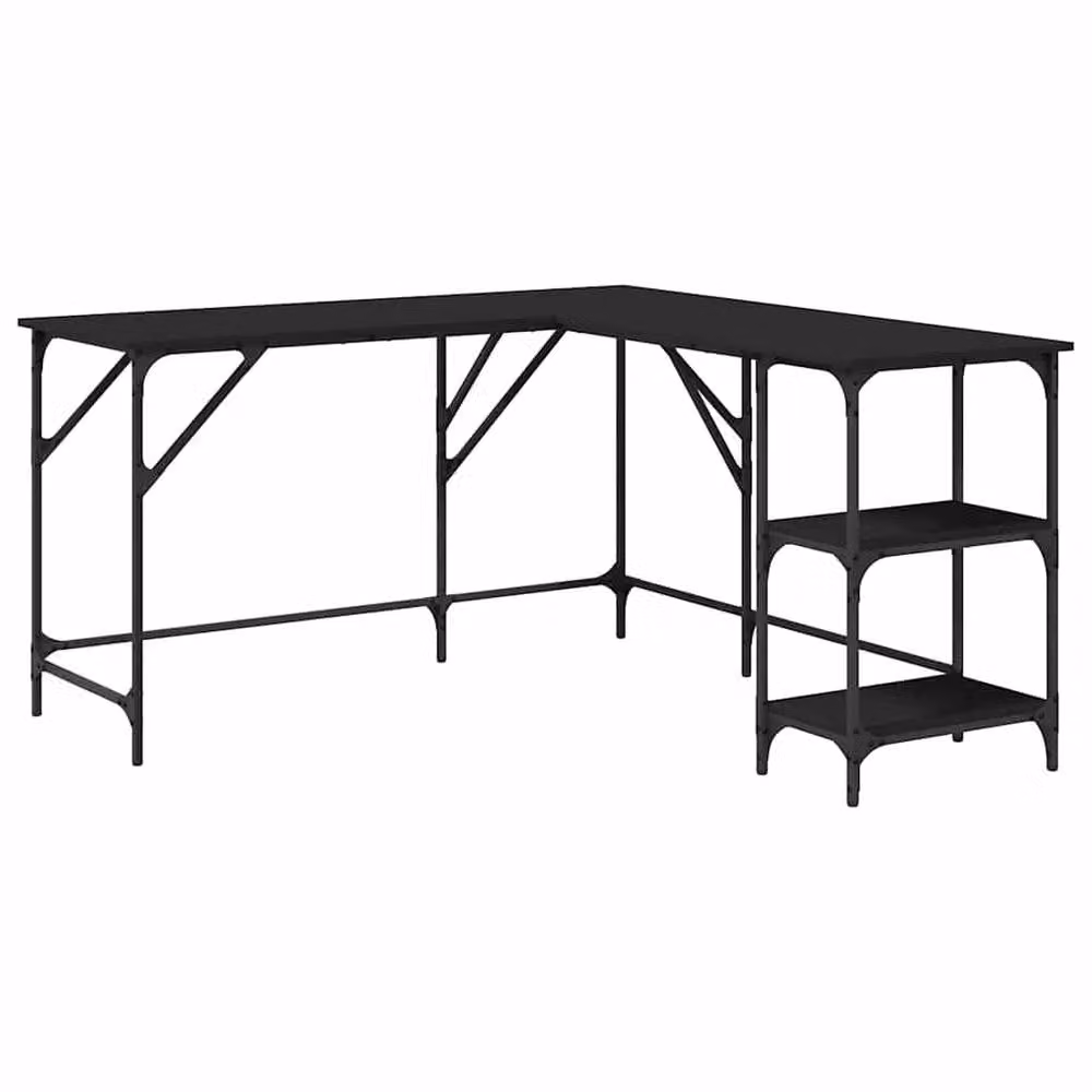 Berkfield Home Modern Black Writing Desk in Engineered Wood W/D/H: 139 x 139 x 75 cm – 3