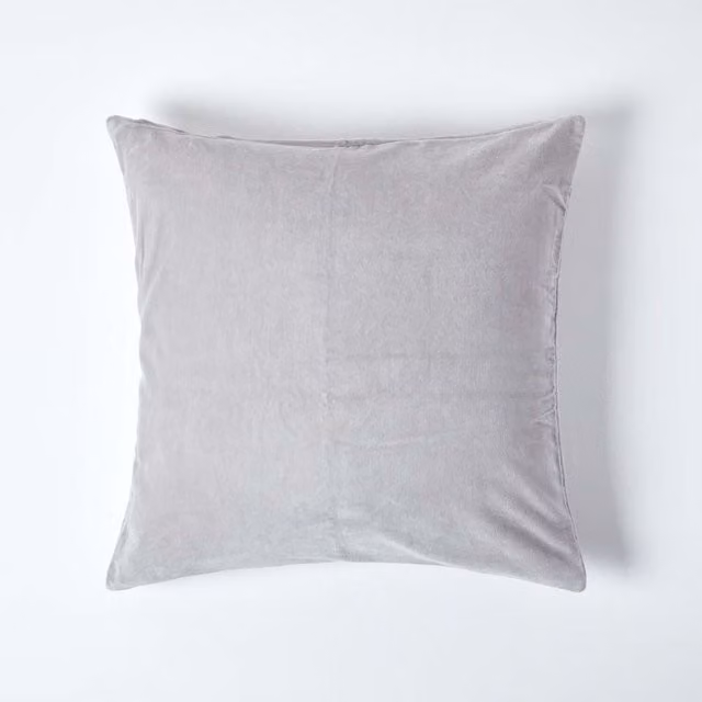 Homescapes Velvet Cushion Cover, Grey and Orange, W/D/H: 40 x 40 x 40 cm