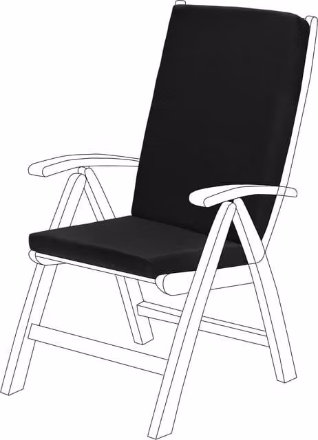 Gardenista Water-Repellent Highback Garden Chair Seat Pad Outdoor Cushion in Black
