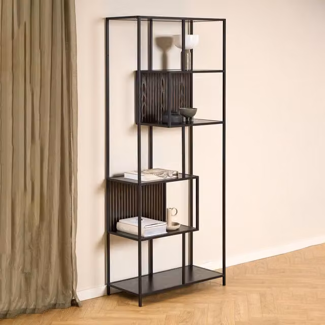 Furniture To Go Seaford Modern Black Bookcase with 5 Shelves