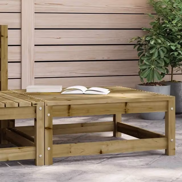 Berkfield Home Rustic Brown Impregnated Pine Garden Footstool W/D/H: 70 x 70 x 30 cm