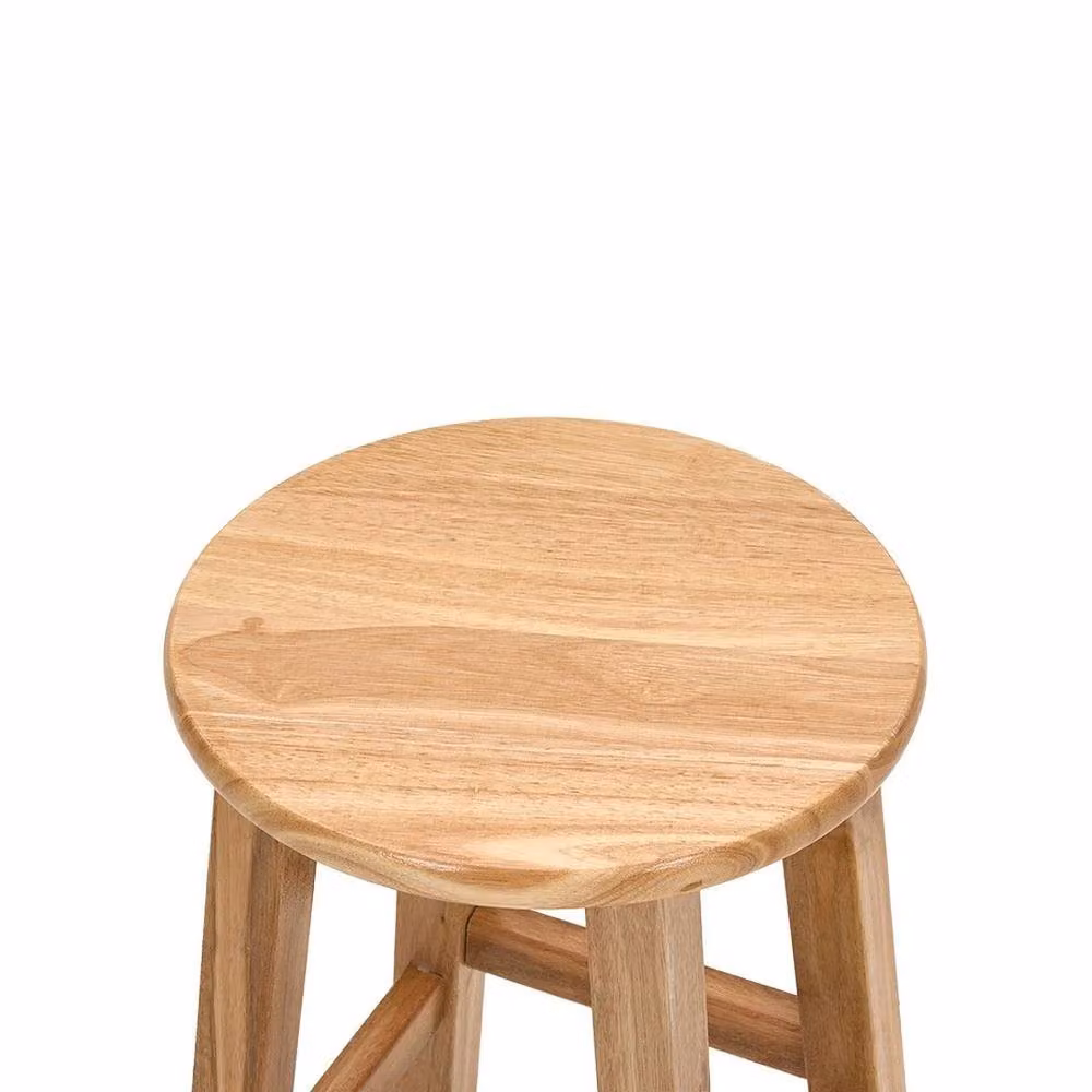Hinsinc Round Wooden Bar Stool in Beige and Brown – 5