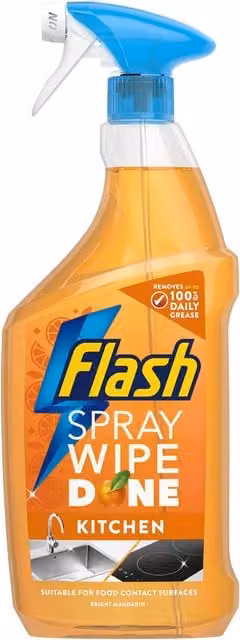 Flash Spray Wipe Done Kitchen Cleaning Spray, Bright Mandarin, 800 ml