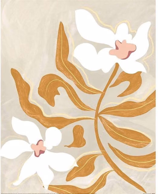 Arty Guava Botanical Flower Print Paper Poster in Brown