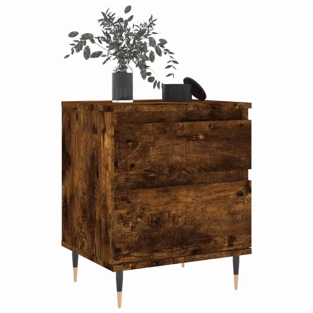 Berkfield Home Modern Bedside Cabinet in Smoked Oak Brown, W: 40 cm, D: 35 cm, H: 50 cm – 4