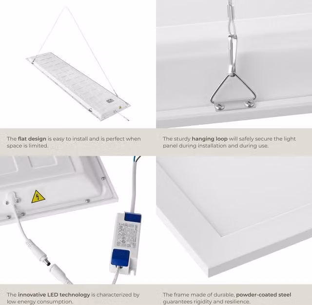 tectake Modern LED Panel Light in Warm White, White, W: 119.5 cm