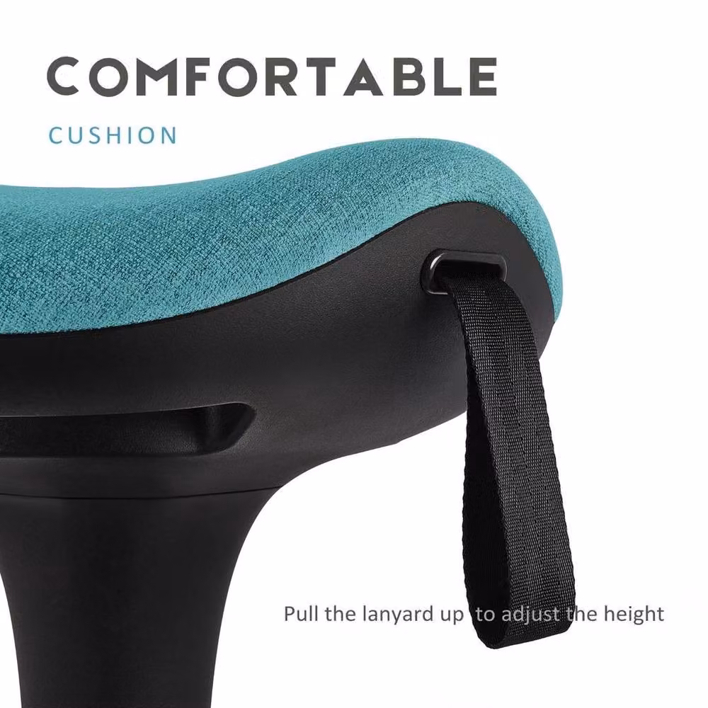 EONLION Ergonomic Standing Office Stool in Blue Petrol Fabric, Height: 100 cm – 4