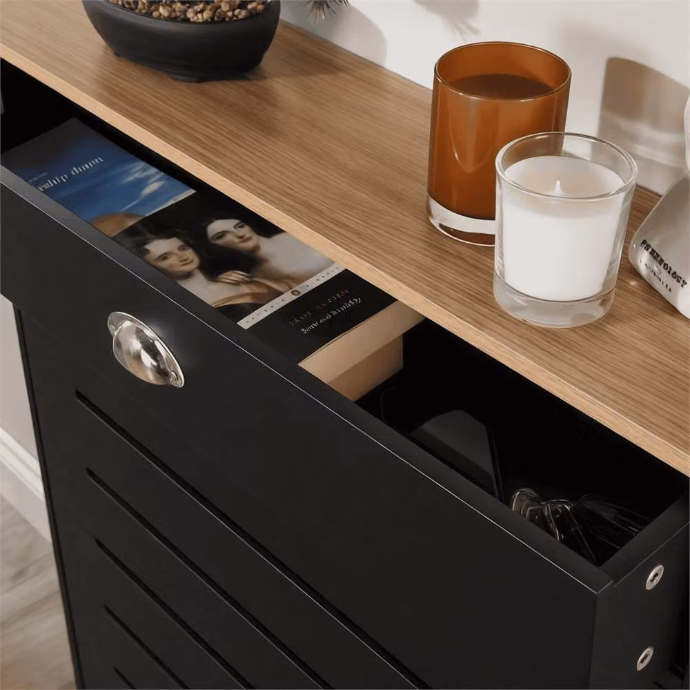 FORGEVIO Radiator Cover Grill Shelf with 1 Drawer in Black Matt MDF – 3