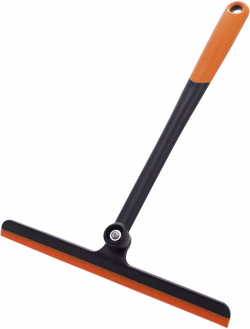 Livingandhome 3-in-1 Orange Plastic Glass Window Squeegee and Cleansing Brush