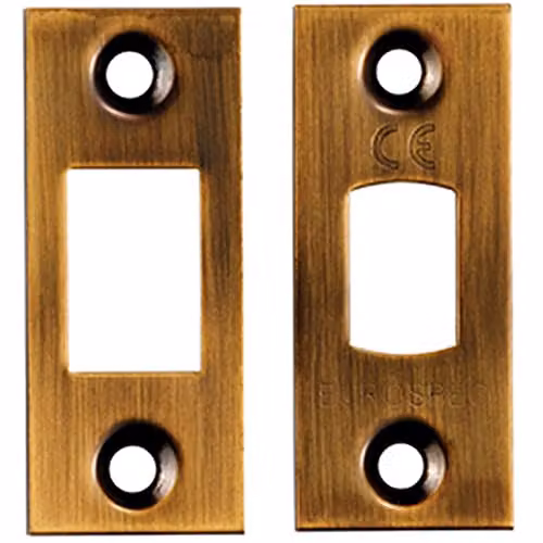 Loops Forend Strike and Fixing Pack for Tubular Deadbolt in Antique Brass – 1