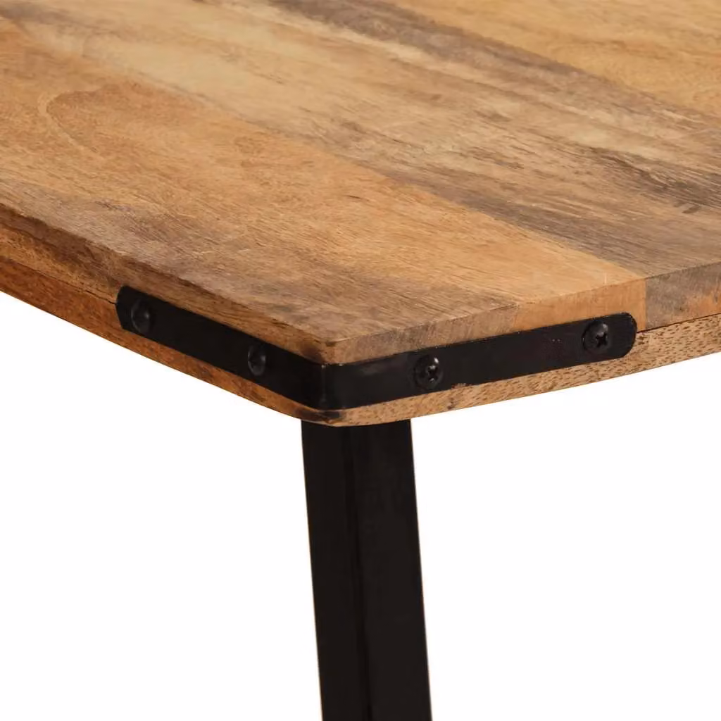 Berkfield Home Rectangular Solid Mango Wood Dining Table in Brown, W/D/H: 180 x 90 x 75 cm – 3