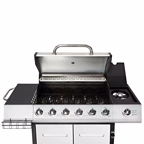 Charles Bentley 7 Burner Premium Gas BBQ Barbecue with Side Burner and Warming Rack in Silver, W: 152.5 cm, D: 110 cm – 3