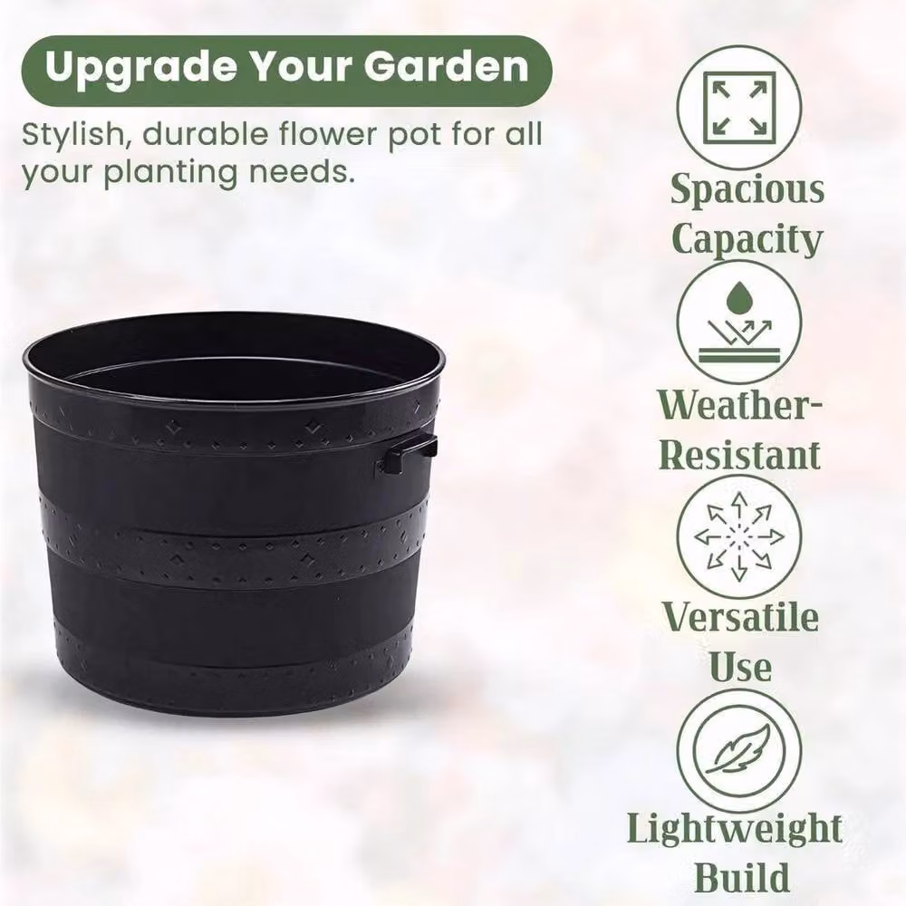 SPETLEK Black Plastic Garden Planter Tub, 52 cm – 2