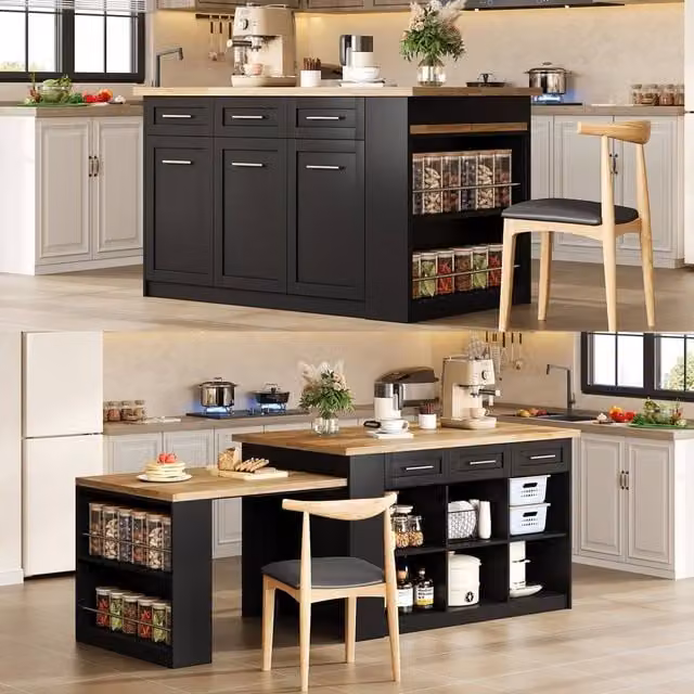 BTM Modern Extendable Kitchen Island Dining Table with Marble Top, Multicolour, W: 150 cm, D: 80 cm, H: 75 cm
