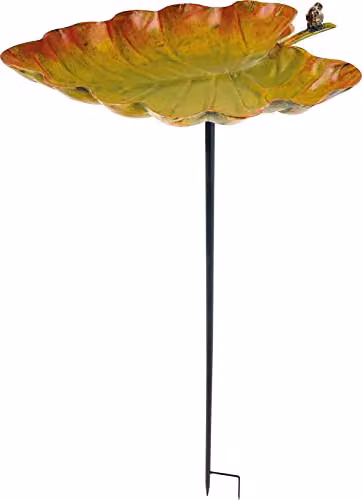 St Helens Home & Garden Ornamental Leaf Design Metal Bird Bath and Feeder in Multicolour, H 123.5 cm x W 37.5 cm x D 37.5 cm – 2