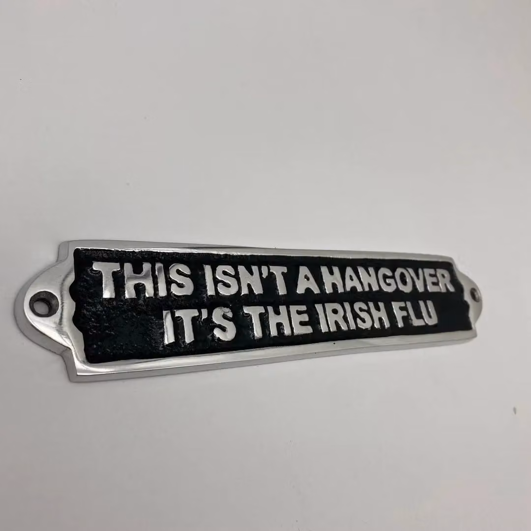 Minster This Isn't a Hangover It's the Irish Flu Metal Wall Plaque, Black, W: 25 cm, H: 6 cm – 2