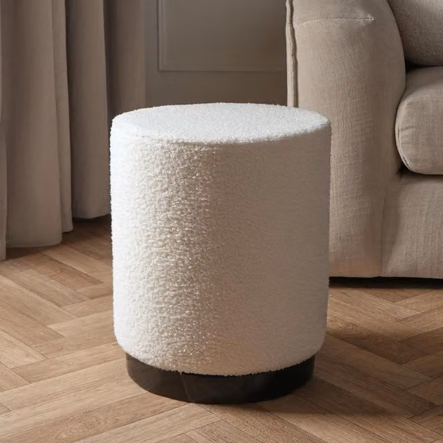 OHS Boucle Black Band Stool in Cream and Black