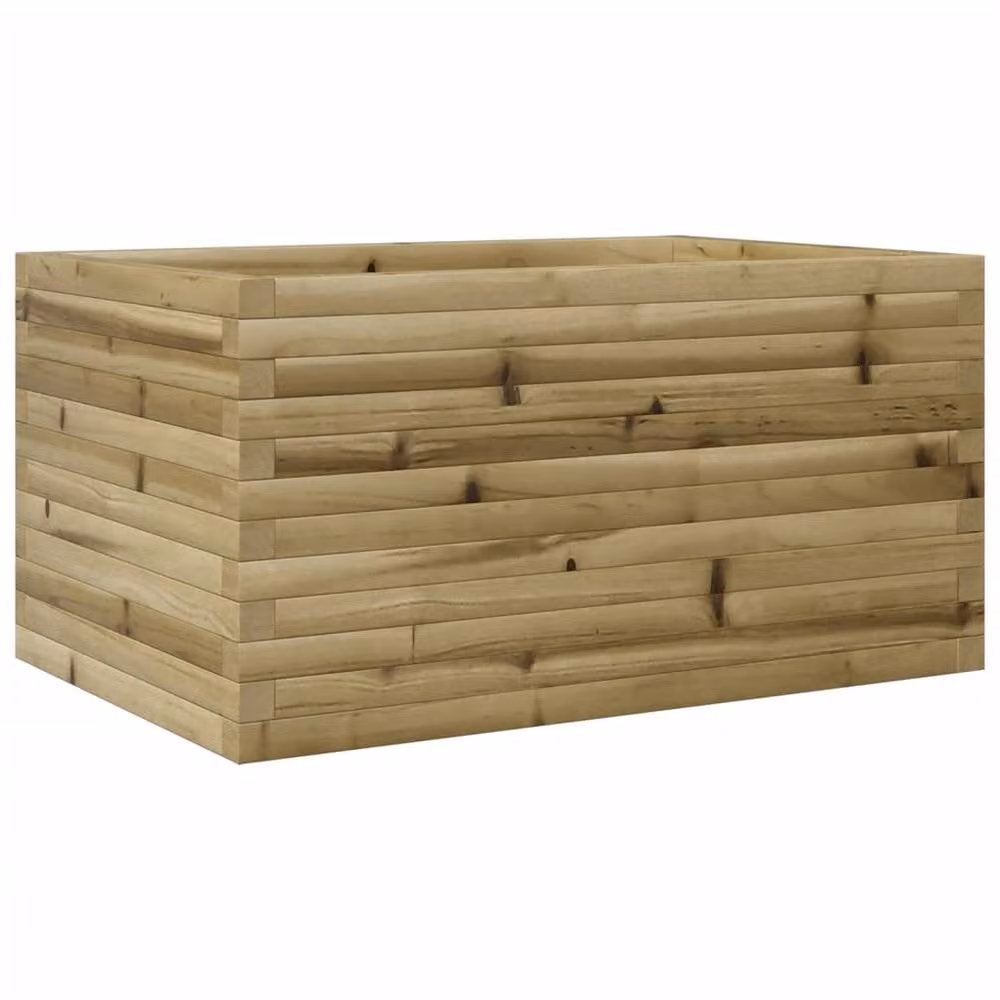 Berkfield Home Decorative Ornamental Garden Planter, Beige Wood, W: 90 cm, D: 60 cm, H: 45.5 cm – 2