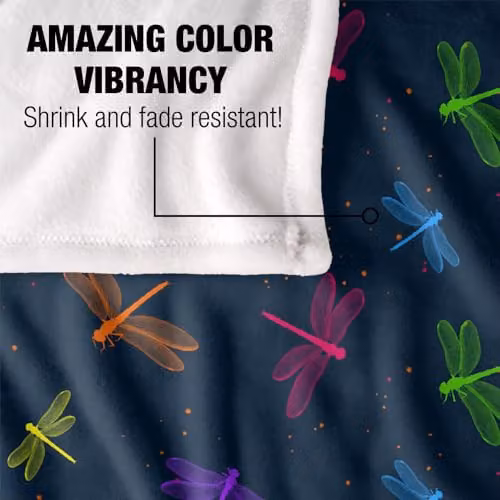 JQ Licensing James Piazza Neon Dragonflies Pattern Super Soft Fleece Throw Blanket, Multicolour, W/D/H: 152 x 127 cm – 3