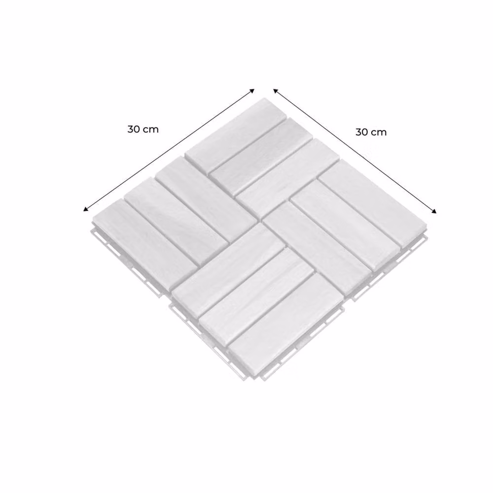 sweeek Wooden Patio Tiles with Square Pattern in Light Brown, W/D/H: 30 x 30 x 1.9 cm – 2