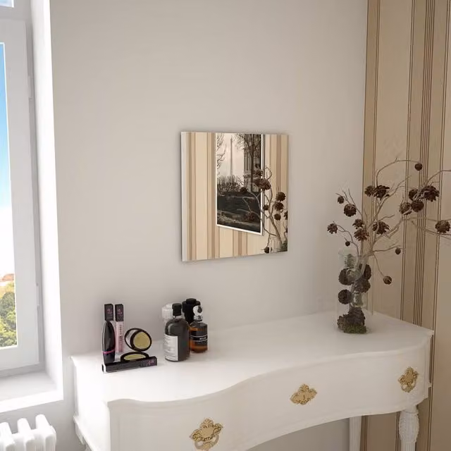 Berkfield Home Minimalist Square Glass Wall Mirror in Silver, W/H: 40 x 40 cm – 1