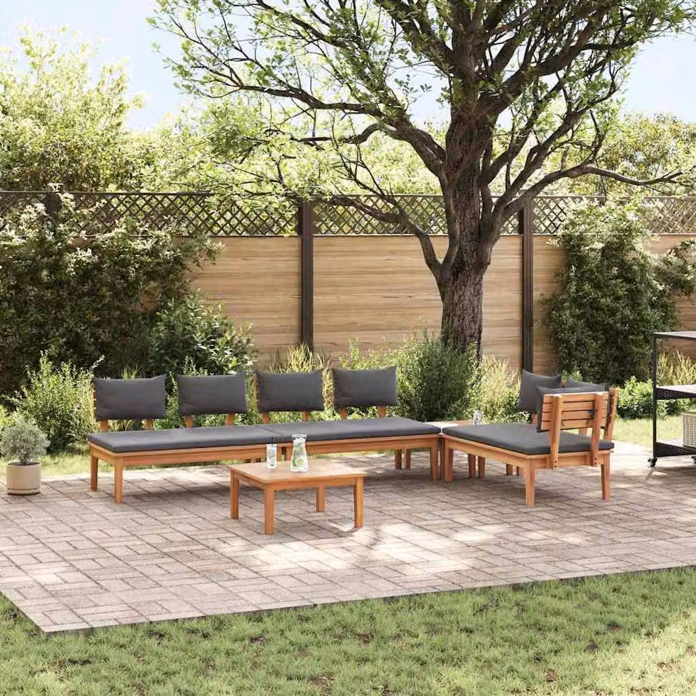 Berkfield Home 5 Piece Garden Dining Set with Cushions in Brown Solid Teak Wood – 2