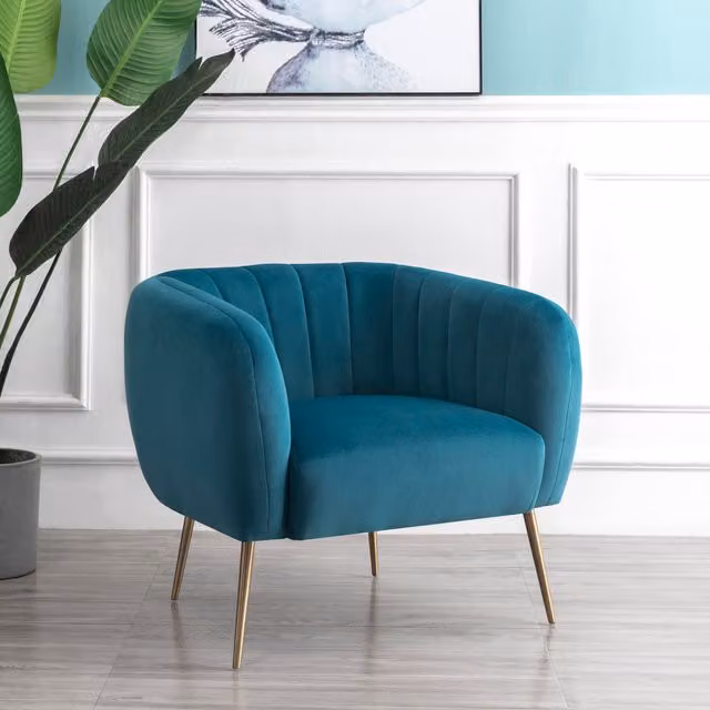 Artemis Home Matilda Petrol Blue Velvet Tub Accent Chair with Armrests